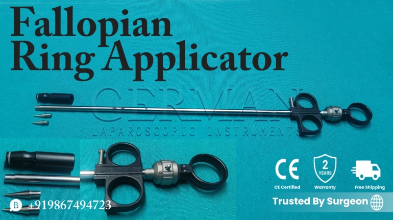 German-Quality Laparoscopic Fallopian Ring Applicator 7mm x 330mm – CE Certified Reusable Autoclavable Surgical Instrument from Mumbai India