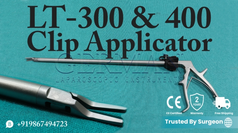 German-Quality Laparoscopic 2 in 1 Clip Applicator LT 300 / 400 10mm x 330mm – CE Certified, Reusable, Autoclavable Surgical Instrument from Mumbai India